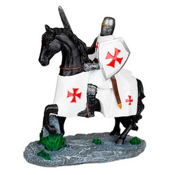 [39573] CABALLO TEMPLARIO BLANCO ESPADA 20 CM