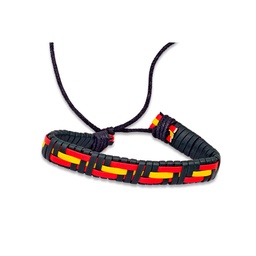 [16212] PULSERA CUERO ESPAÑA TRAZOS 6 UNID. NEGRA