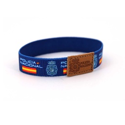 [2108537-PN] PULSERA ELASTICA POLICIA NACIONAL CUERO CENTRAL AZUL