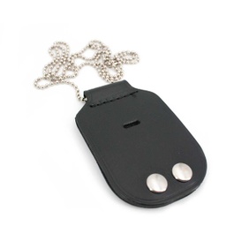 [75918] PORTAPLACA PIEL COLGANTE NEGRA