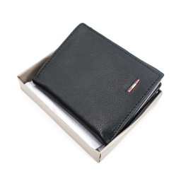 [3015-1-2] CARTERA PIEL BANDERITA LIBRO ESPAÑA NEGRA