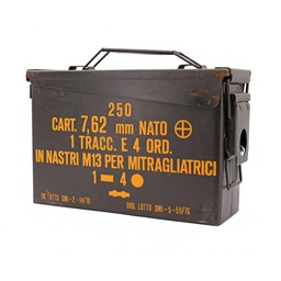 [627904] CAJA MUNICION METALICA PEQ CAL 30 USADA VERDE