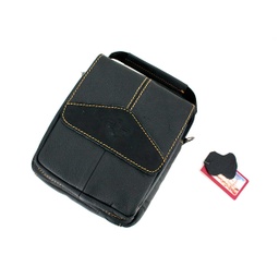 [HD7218/7245] BOLSO CUERO GENUINE TAPA CORTA NEGRO-MARRON