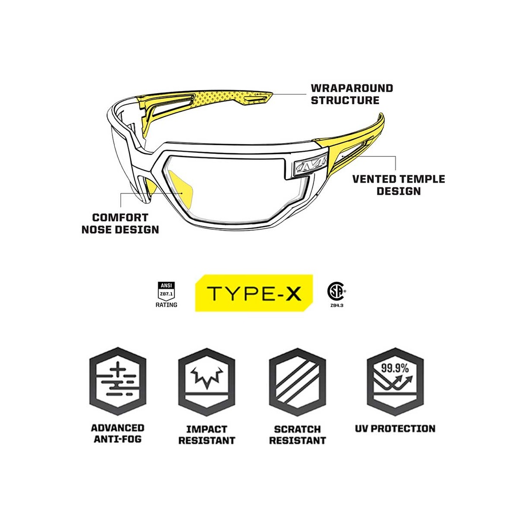 GAFA MECHANIX PROTECCION TYPE-X TRANSPARENTES PATILLA NEGRA