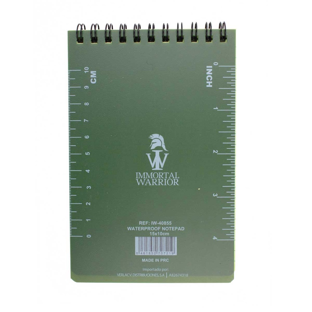LIBRETA WATERPROOF IMMORTAL 15 X 10 CM VERDE