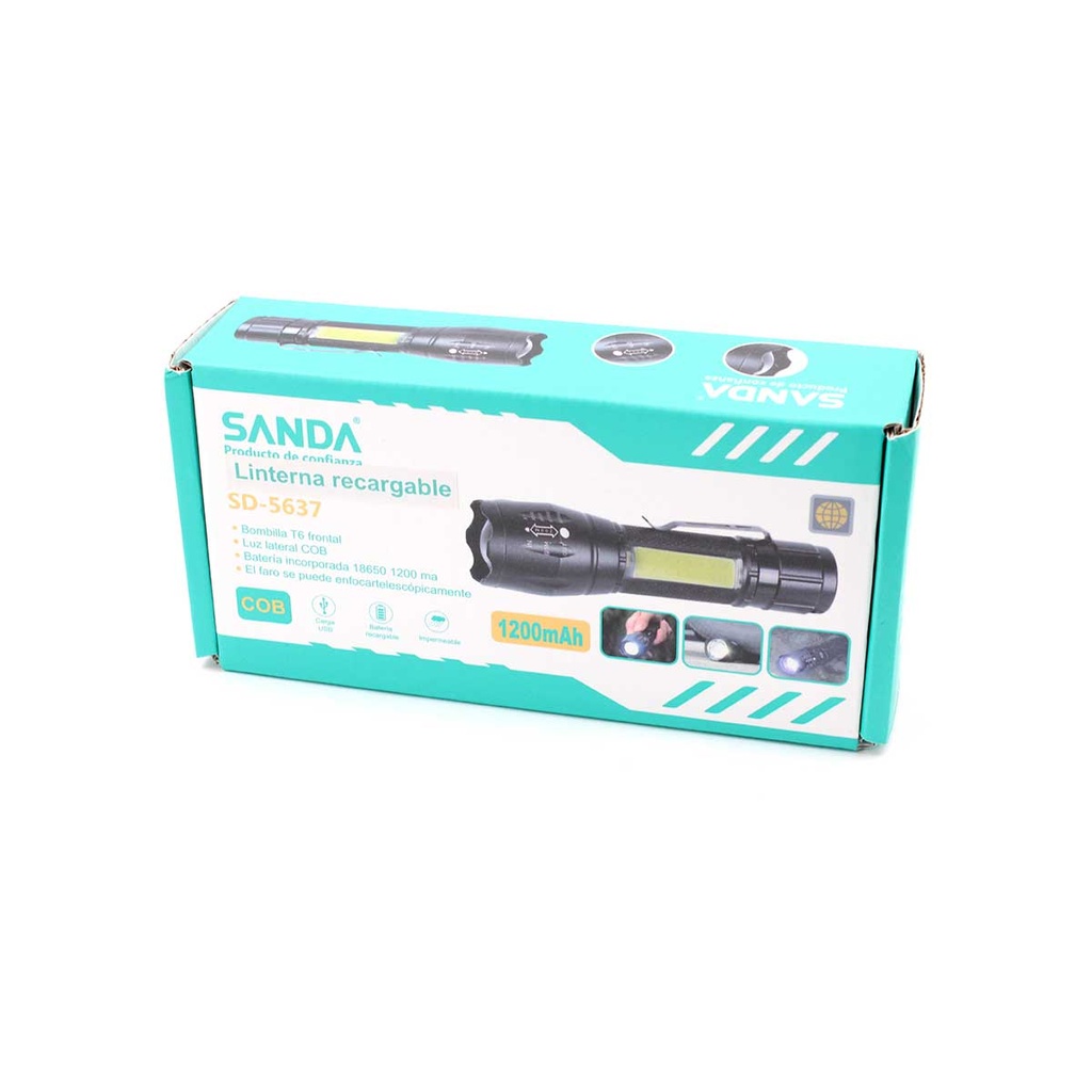 LINTERNA SANDA LED LATERAL C/CLIP 10W RECARGABLE