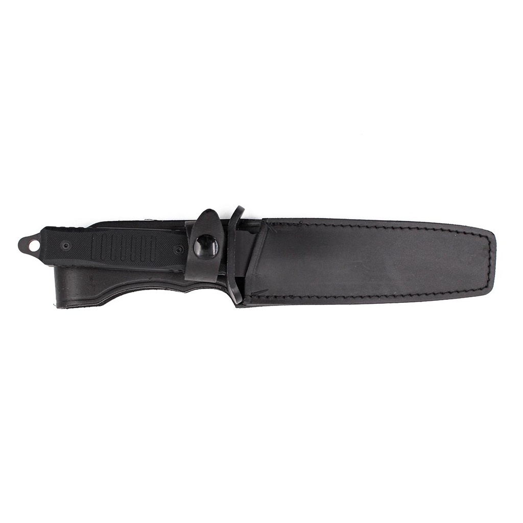 CUCHILLO ALPINO TACTICO ROMPECRI.REDONDO C/FUNDA CUERO NEGRO