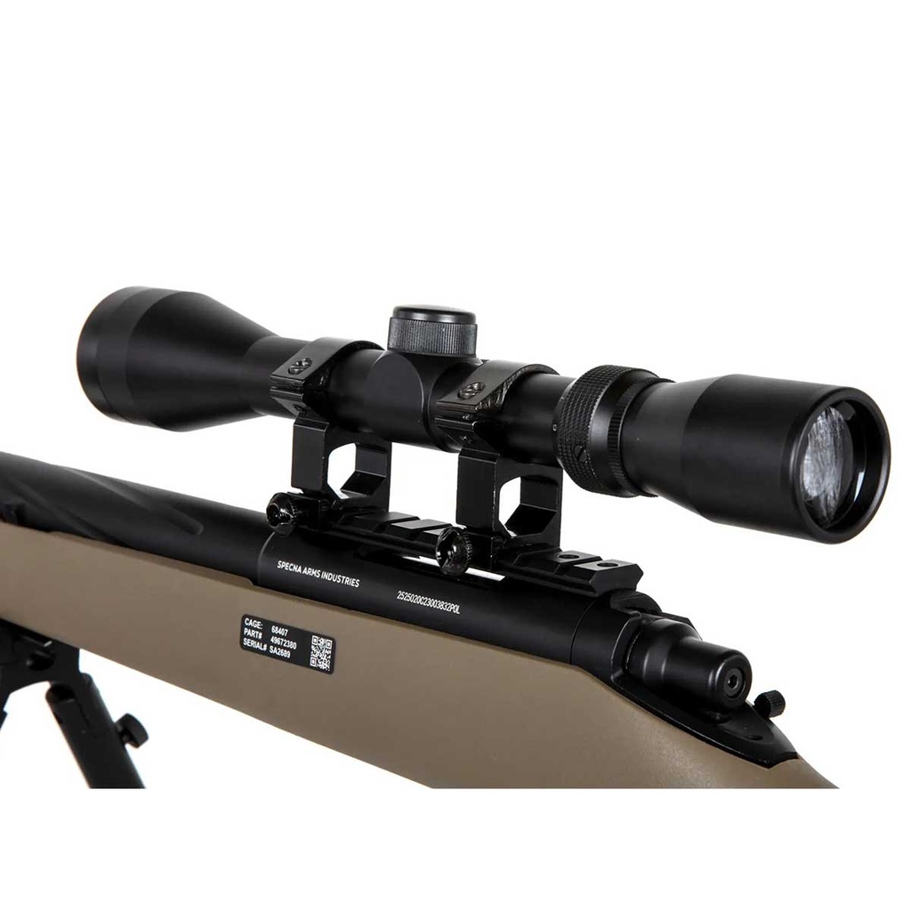 FUSIL SPECNA ARMS SA-S12 EDGE VSR-10 C/ VISOR Y BIPODE TAN