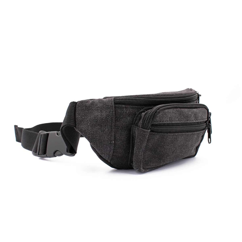 RIÑONERA IMMORTAL CANVAS CREMALLERAS NEGRA