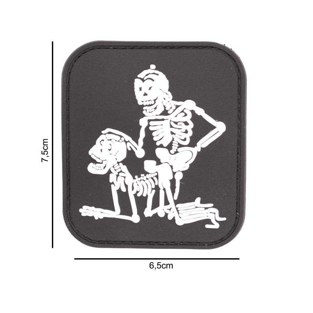 PARCHE IMMORTAL PVC 3D 2 ESQUELETOS NEGRO-FLUORESCENTE