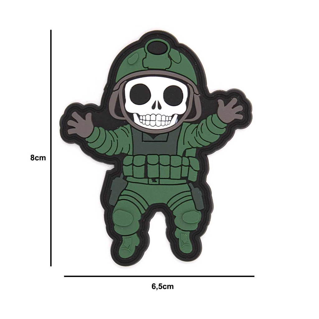PARCHE IMMORTAL PVC 3D ESQUELETO MILITAR VERDE