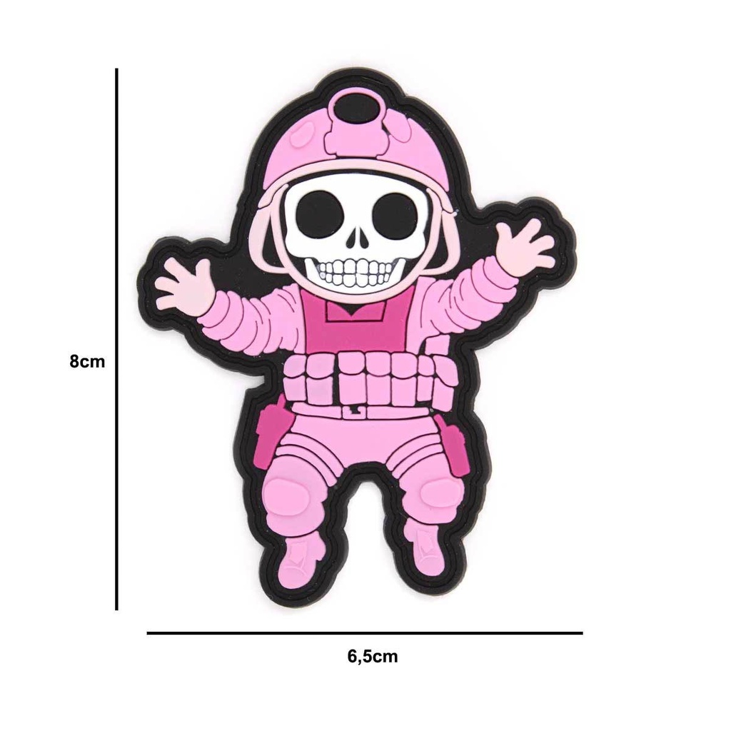 PARCHE IMMORTAL PVC 3D ESQUELETO MILITAR ROSA