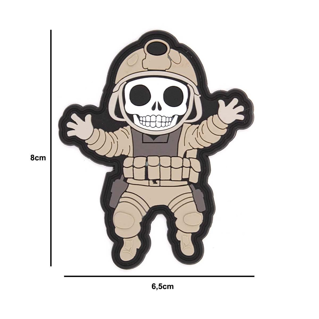 PARCHE IMMORTAL PVC 3D ESQUELETO MILITAR GRIS