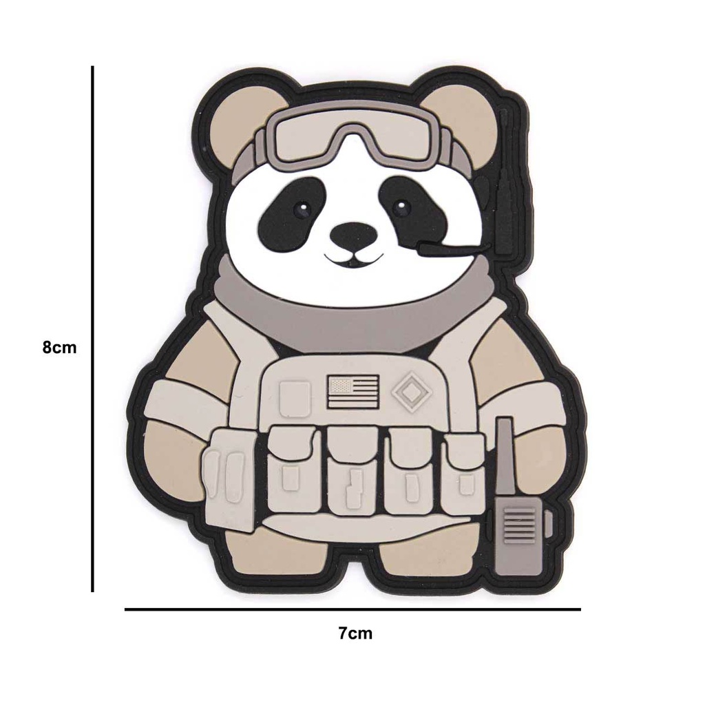 PARCHE IMMORTAL PVC 3D OSO PANDA TACTICO GRIS