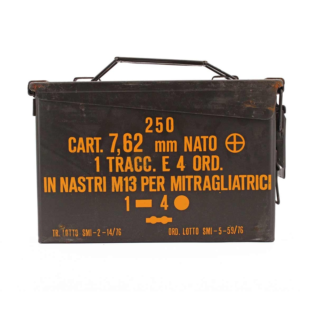 CAJA MUNICION METALICA PEQ. CAL.30 USADA VERDE