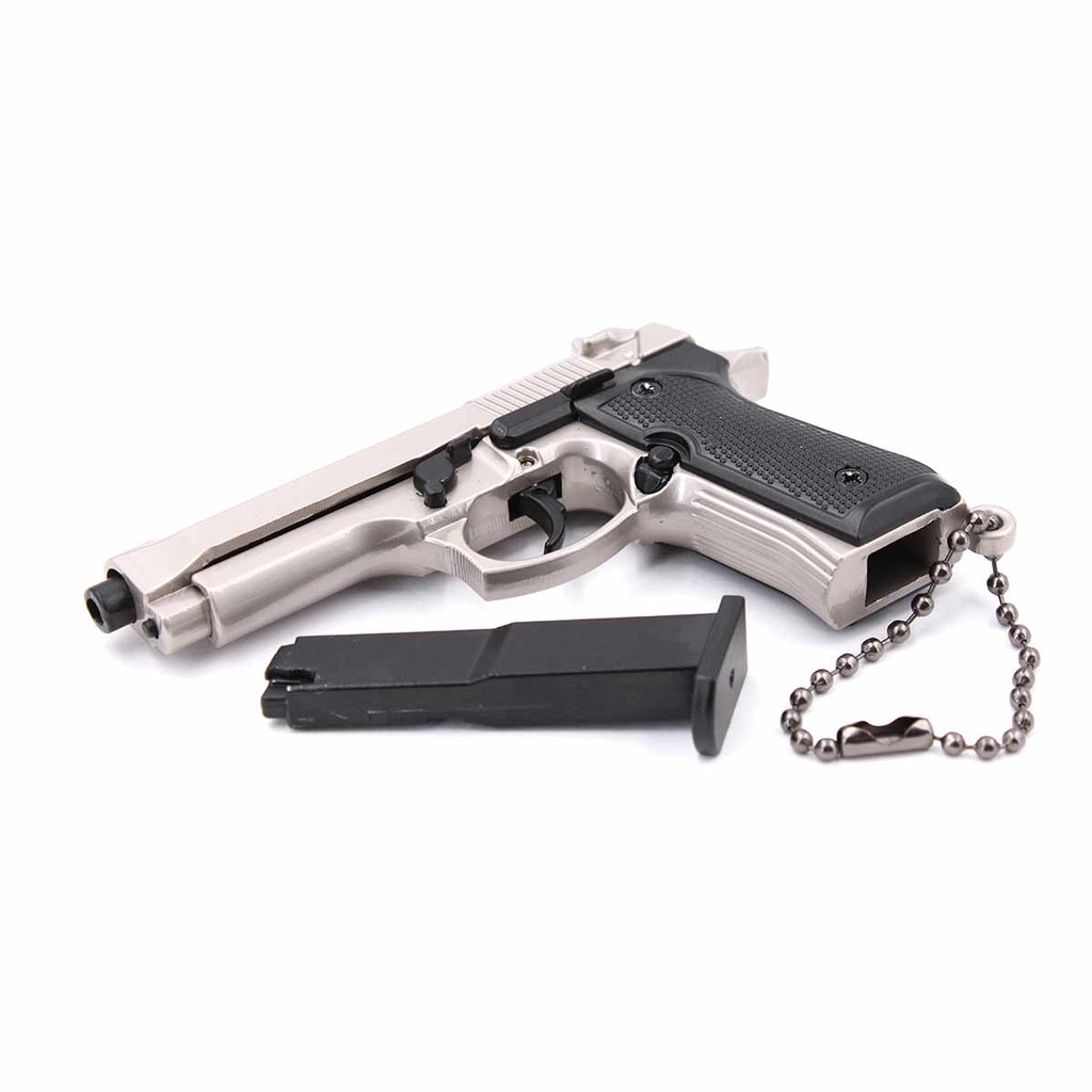 LLAVERO PISTOLA B92F 7 CM PLATA