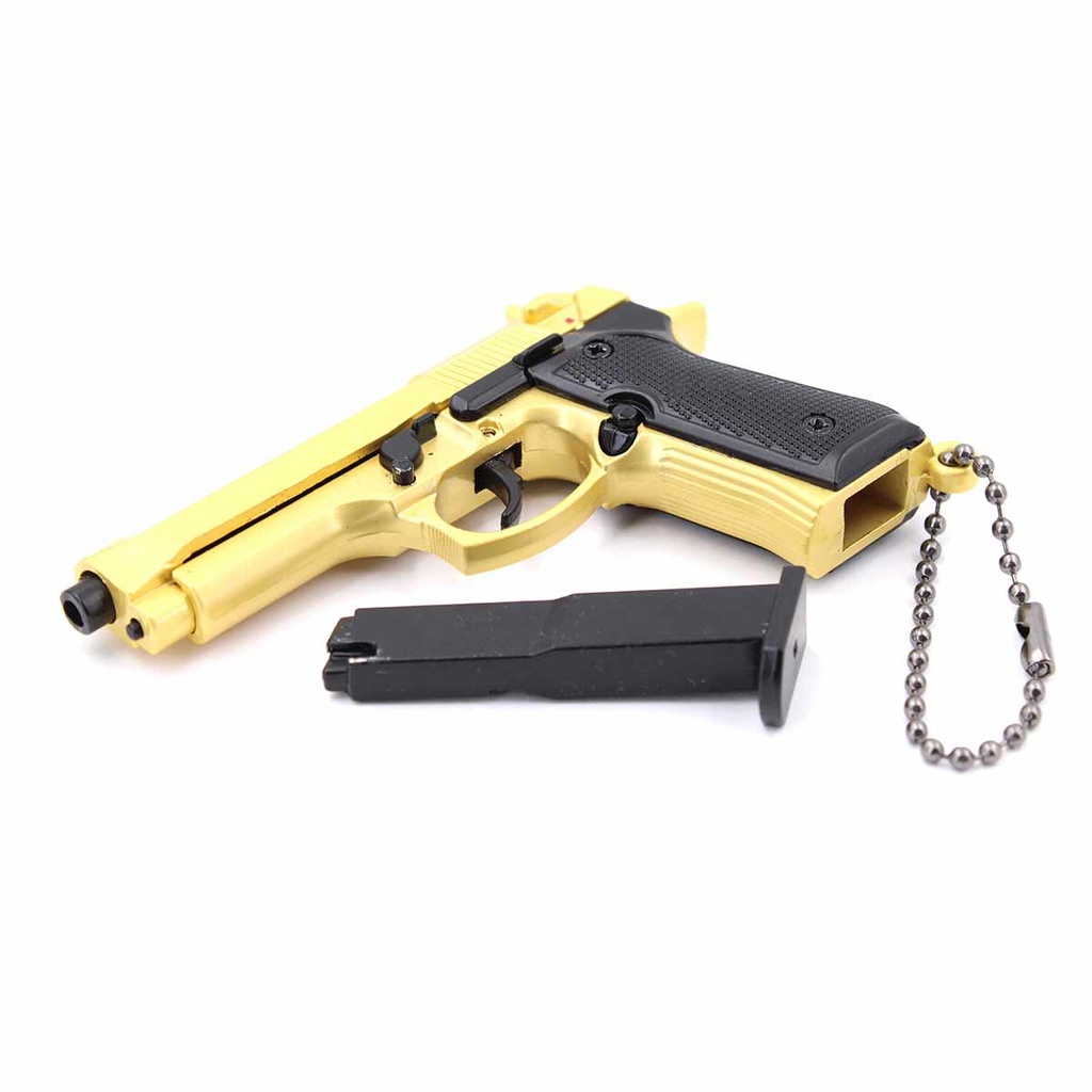 LLAVERO PISTOLA B92F 7 CM DORADO