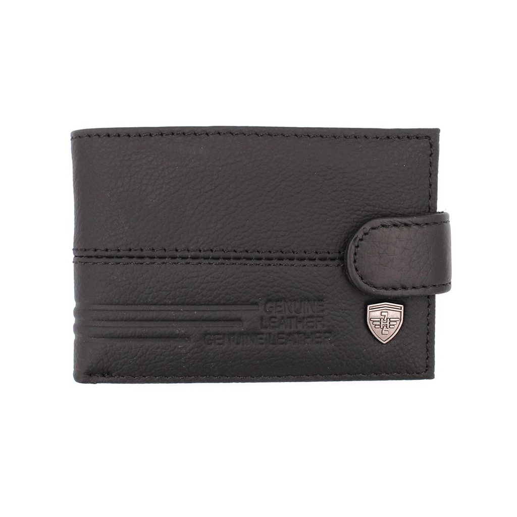 CARTERA PIEL ESCUDO CIERRE NEGRA