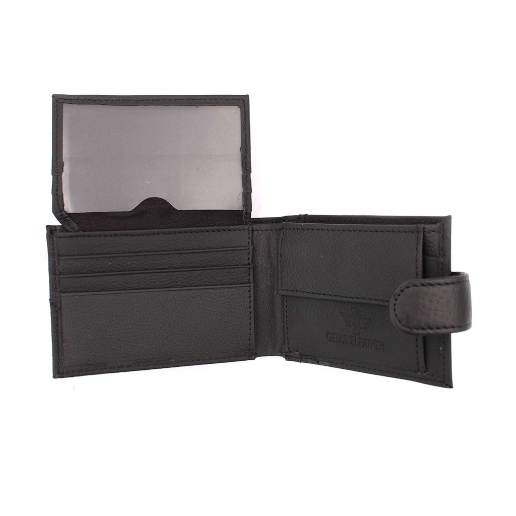 CARTERA PIEL ESCUDO CIERRE NEGRA