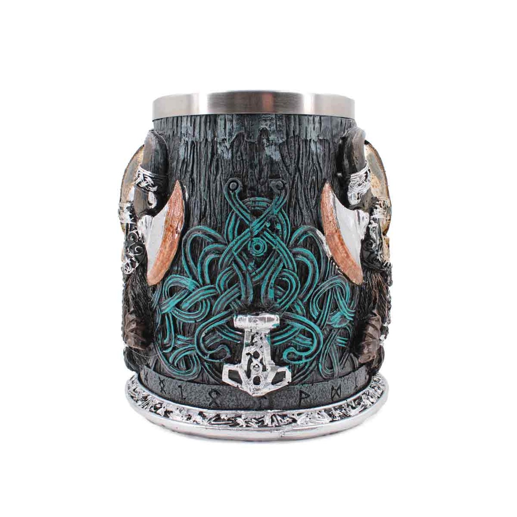 TAZA RESINA VIKINGO BARBAS TOLE10 XXL GRIS/AZUL