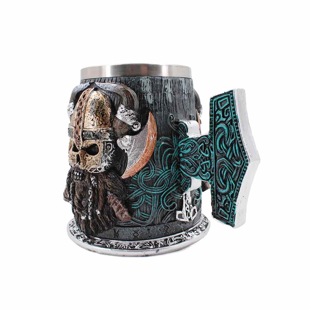 TAZA RESINA VIKINGO BARBAS TOLE10 XXL GRIS/AZUL