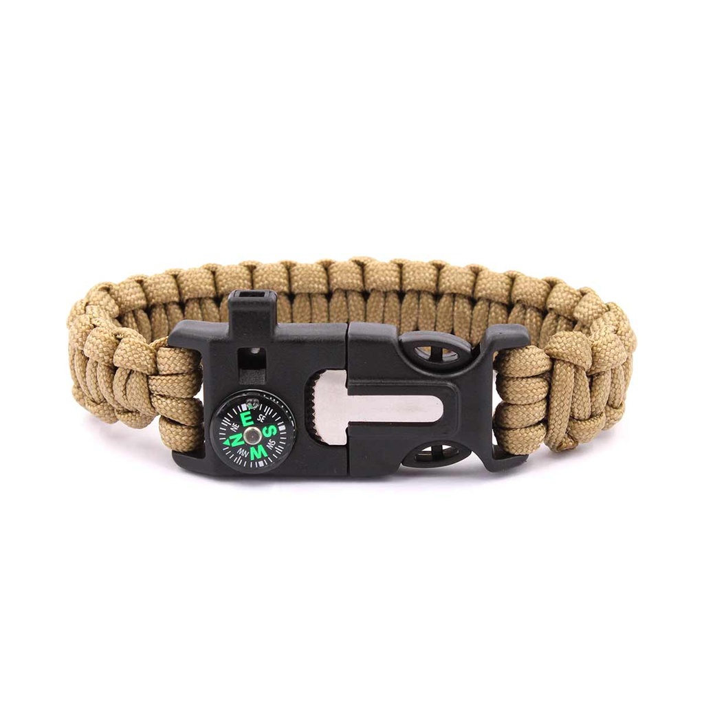 PULSERA PARACORD IMMORTAL C/PEDERNAL Y BRUJULA COYOTE
