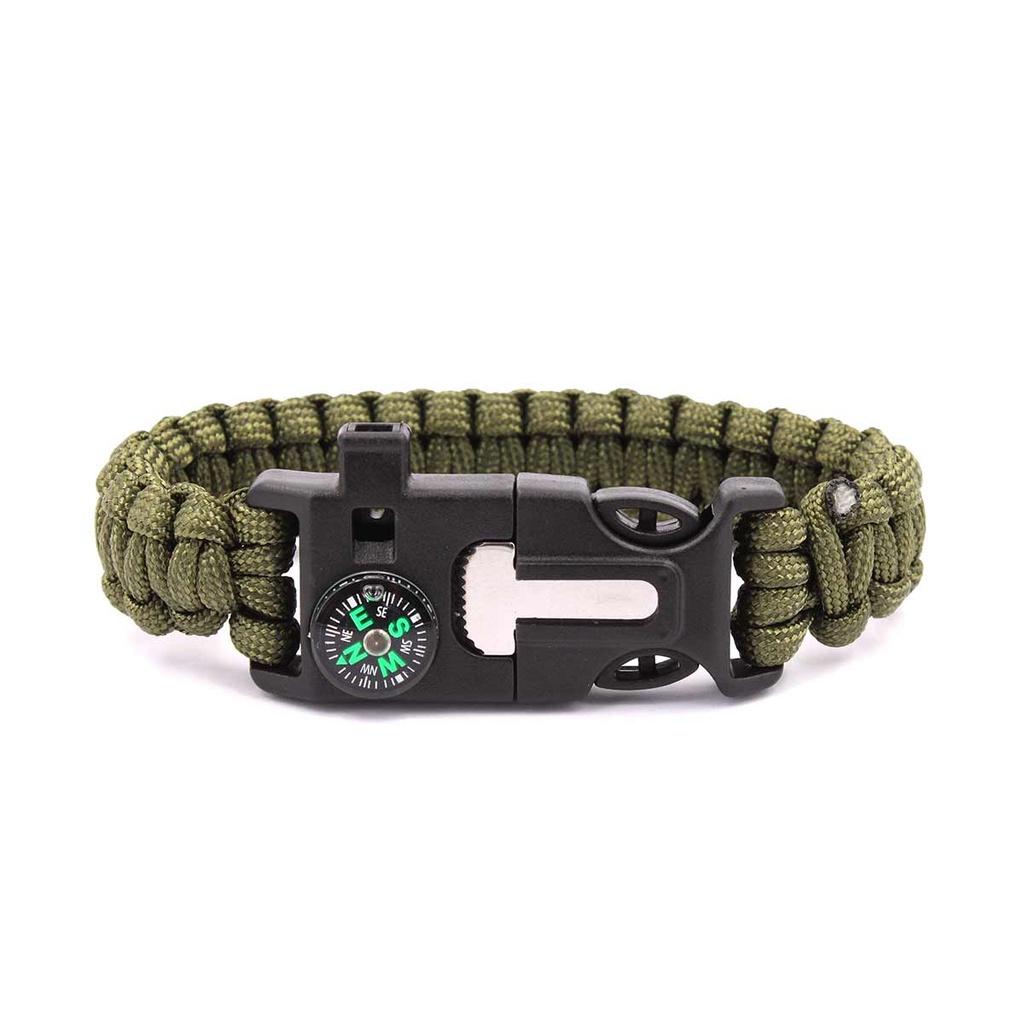 PULSERA PARACORD IMMORTAL C/PEDRNAL Y BRUJULA VERDE