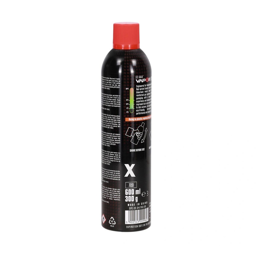 BOTELLA GAS SPECNA ARMS VAPOR 600ML ROJA
