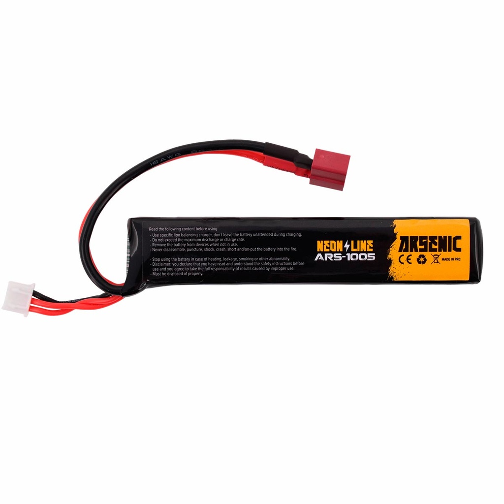 BATERIA ARSENIC PRO LIPO 7.4V 1100MAH 25C/50C 1STICK T-DEAN NEGRA
