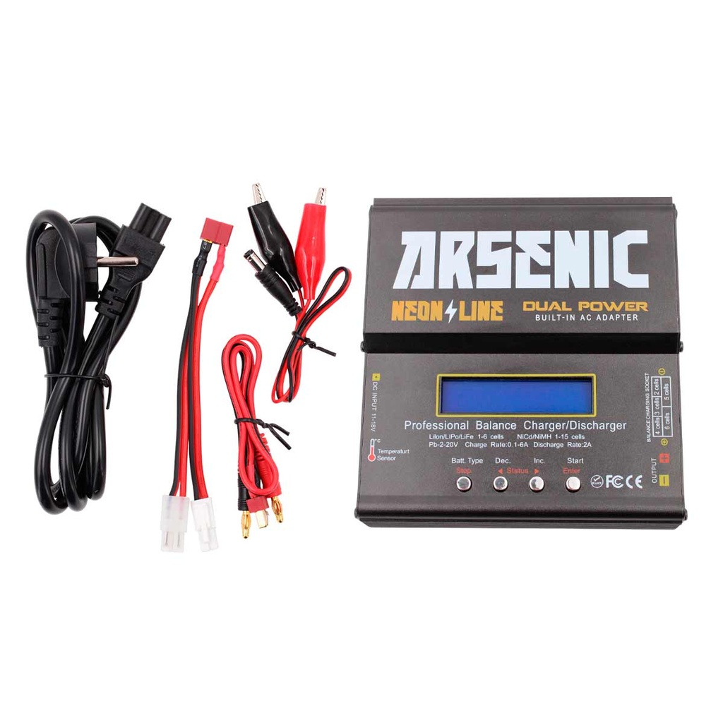 CARGADOR BATERIA ARSENIC B6AC BALANCEADOR LIPO/LIFE/NIMH 80W NEGRO