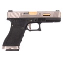PISTOLA WE G17 CUSTOM-3 FULL METAL NEGRA-PLATA