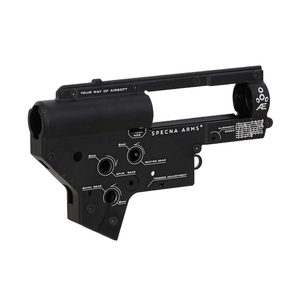 GEARBOX VER.2 8MM ESPECNA ARMS ALUMINIO CNC NEGRO