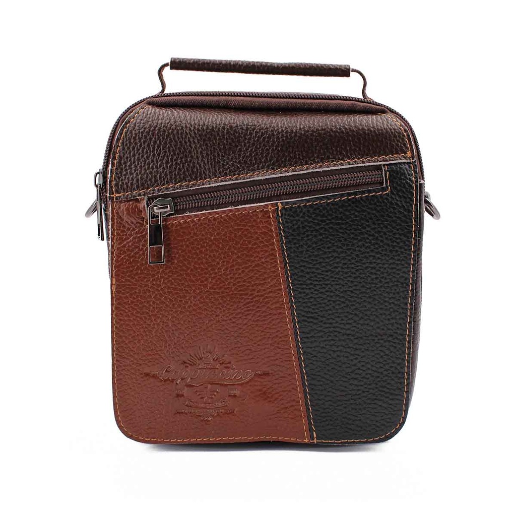 BOLSO CUERO GENUINE TAPA LARGA PEQ. NEGRO-MARRON