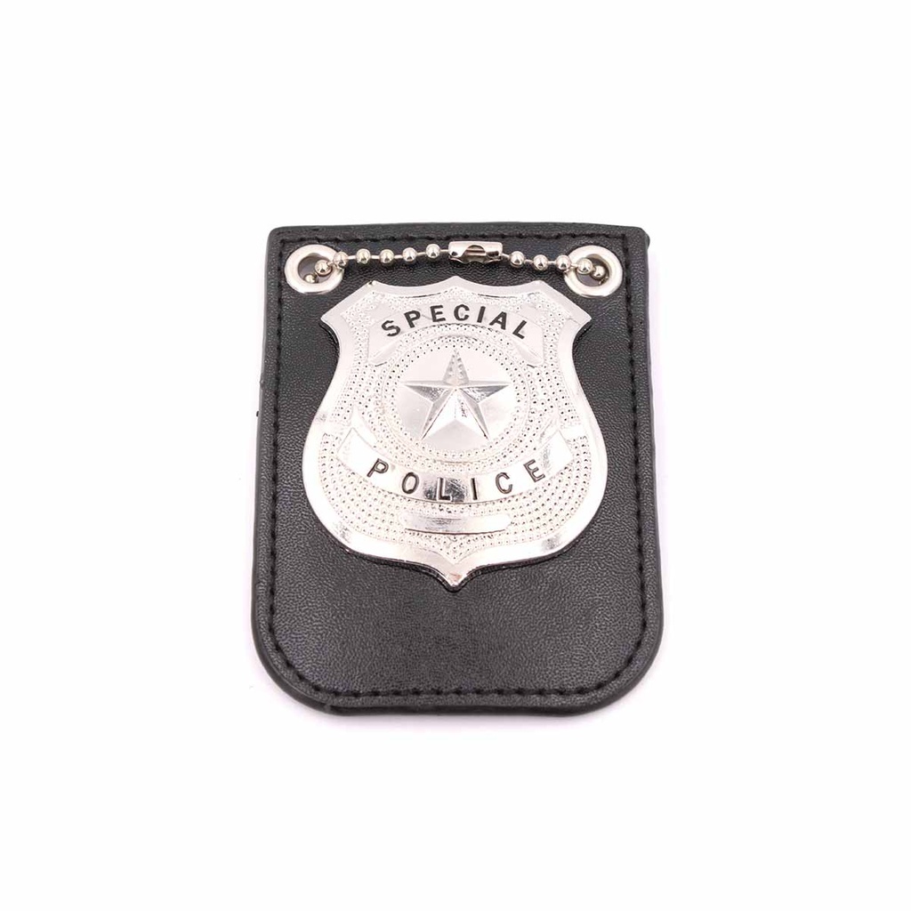 PLACA CARTERA METALICA SPECIAL POLICE PLATA