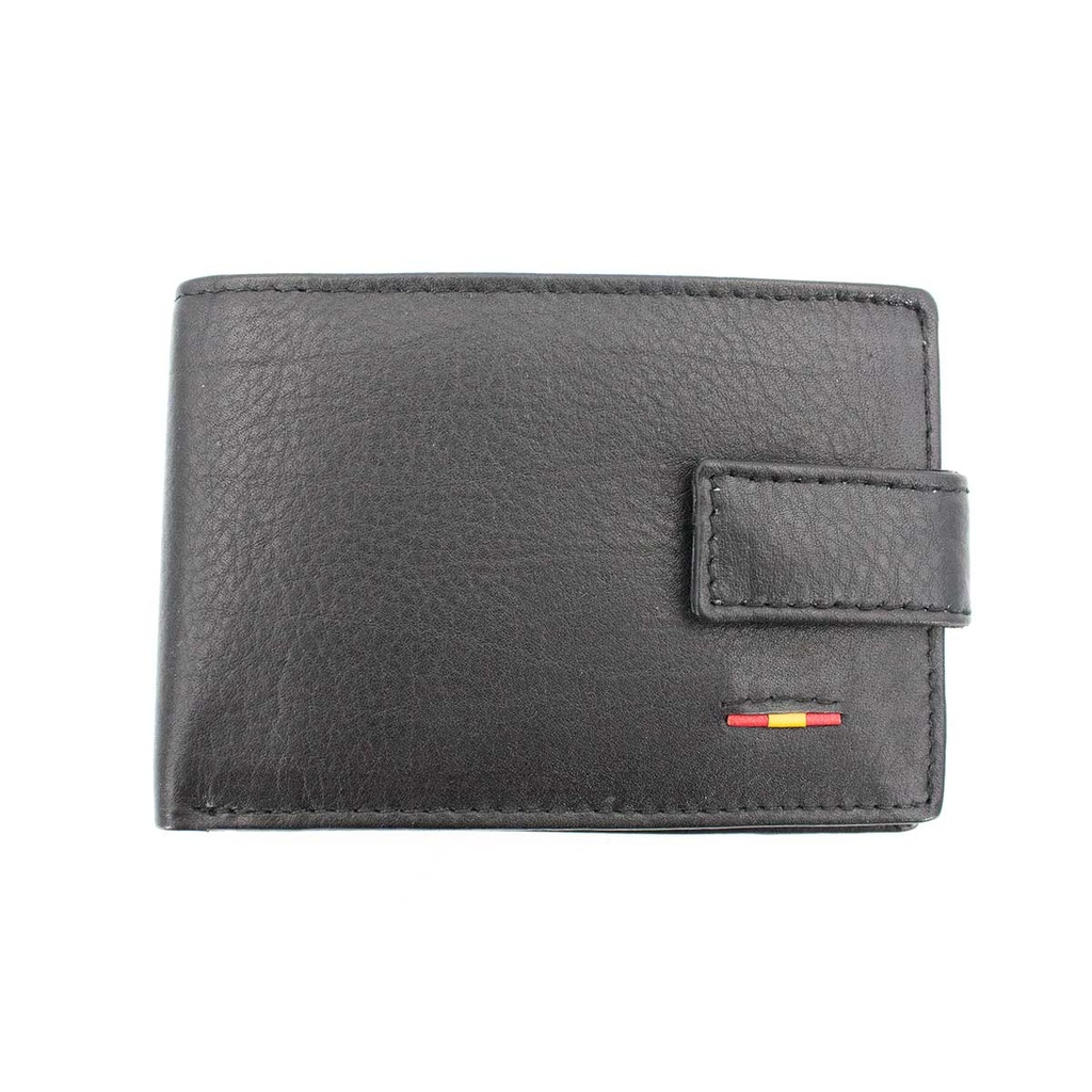CARTERA PIEL BANDERITA LATERAL PEQ. NEGRA