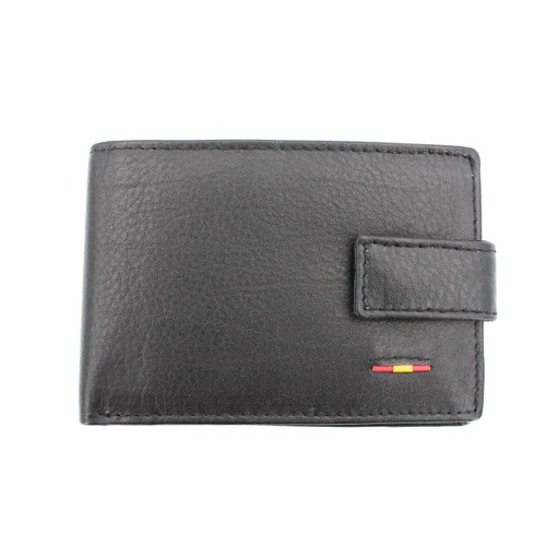 [3001-2] CARTERA PIEL BANDERITA LATERAL PEQ. NEGRA