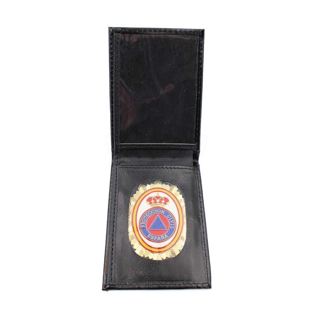 CARTERA PIEL PLACA PROTECCION CIVIL ESPAÑA