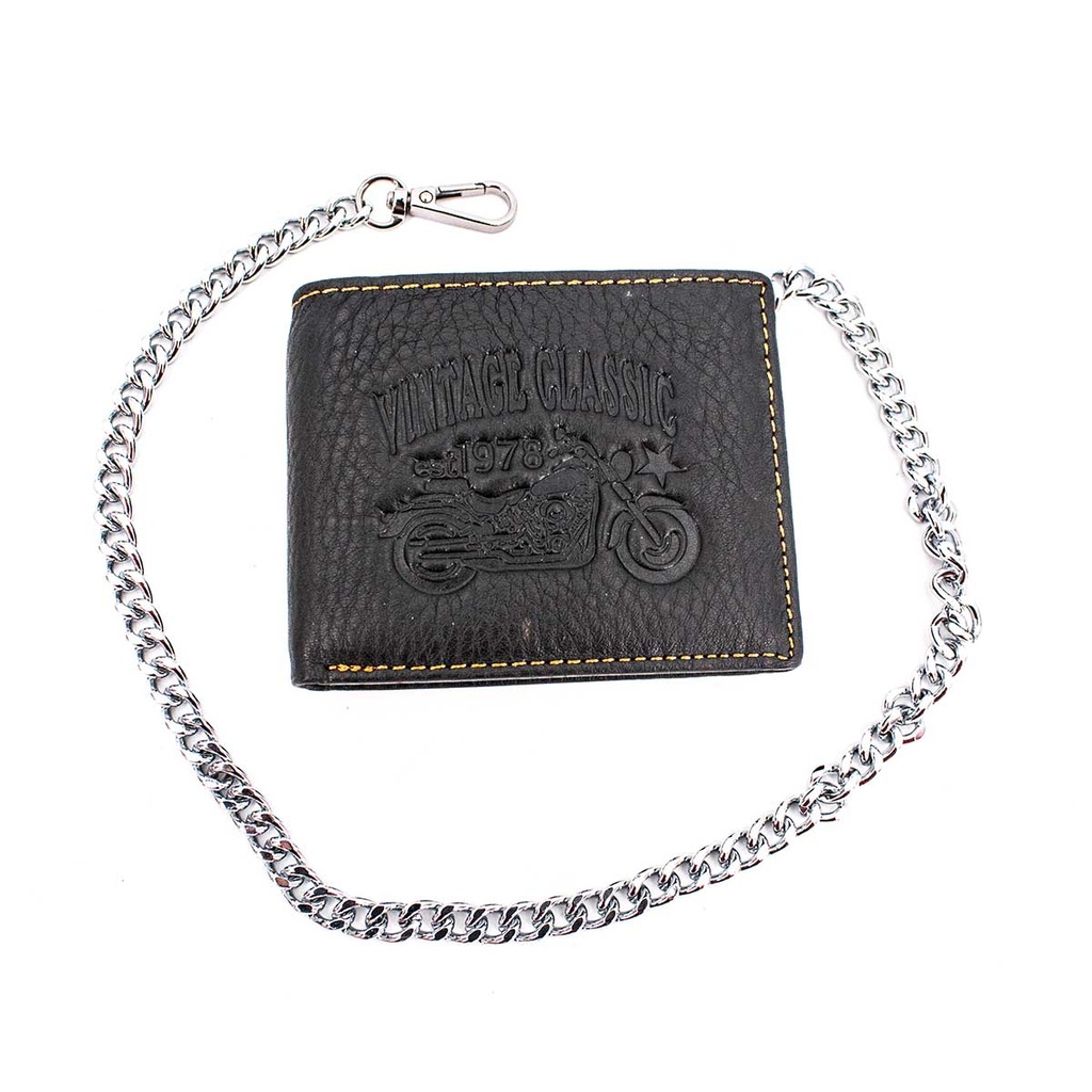 CARTERA PIEL MOTO VINTAGE CADENA NEGRA