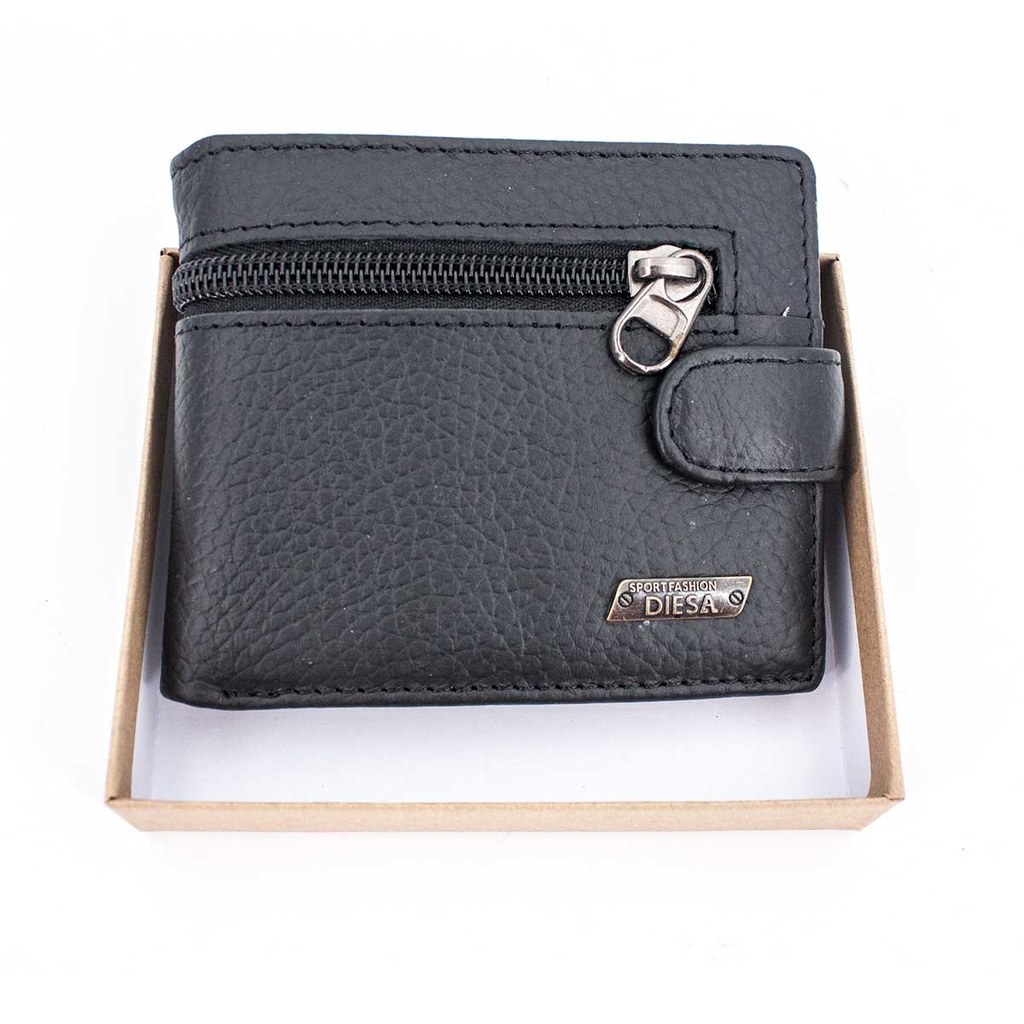 CARTERA PIEL CREMALLERA ENTERA NEGRA-MARRON