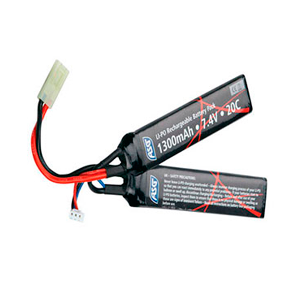 BATERIA LIPO ASG 7.4V 1300MAH 25C 2STICK NEGRA