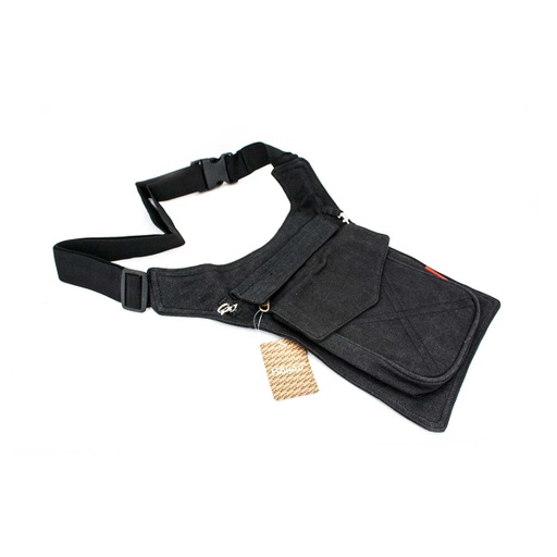 [1159] BOLSO PIERNA HONGU CANVAS COSIDOS CRUZ NEGRO