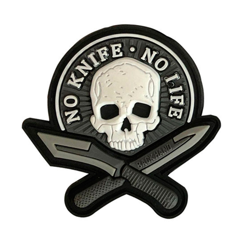 PARCHE PVC CALAVERA CUCHILLO GRIS-BLANCO