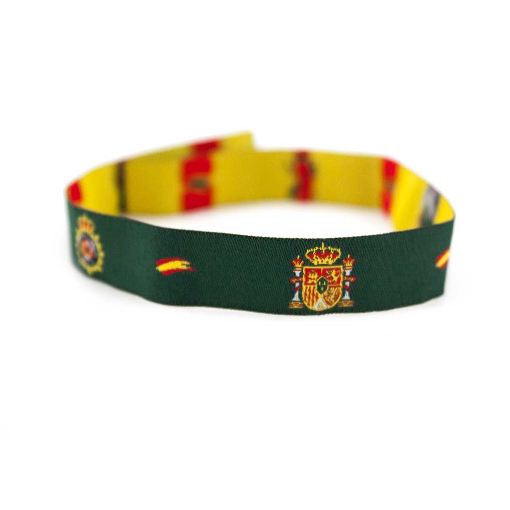 PULSERA CINTA BANDERA ESPAÑA CONSTITUCION G.C. P.N.VERDE