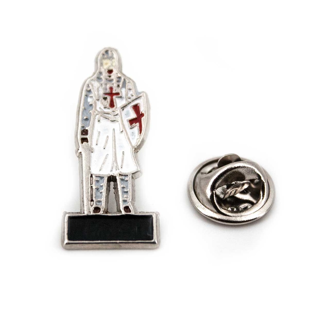 PIN CABALLERO TEMPLARIO BLANCO-PLATA-ROJO