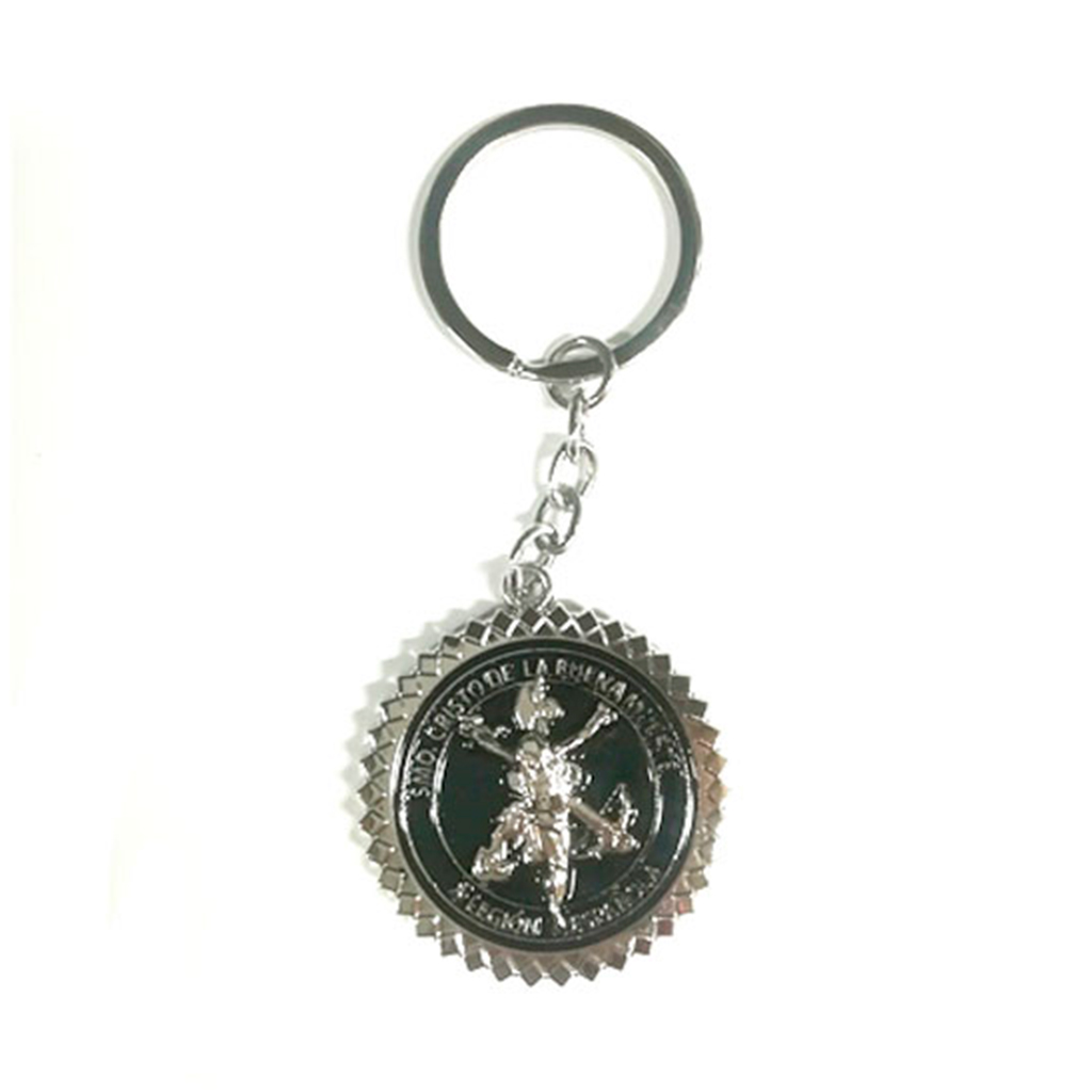 LLAVERO LEGION CRISTO REDONDO PLATA-NEGRO