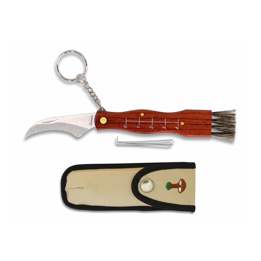 NAVAJA SETAS C/LLAVERO C/FUNDA 7.5CM MADERA