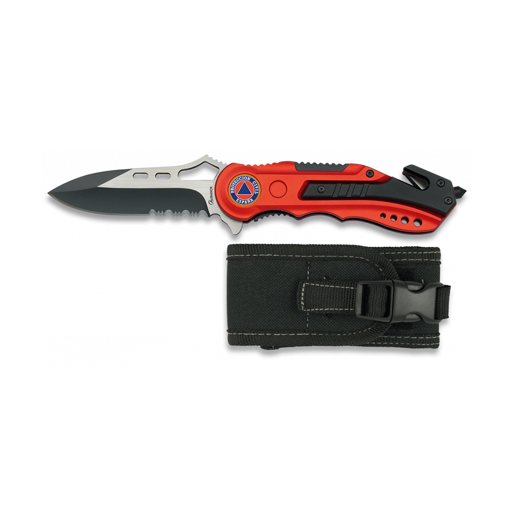 NAVAJA ALBAINOX PROTECCION CIVIL ESPAÑA NEGRA-ROJA