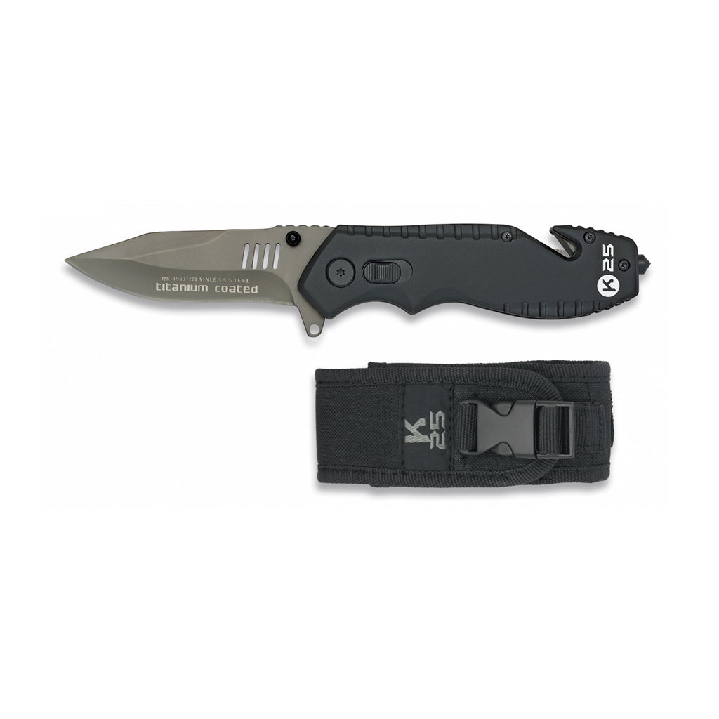 NAVAJA K25 ROMPE CINTURONES HOJA 8 CM NEGRA