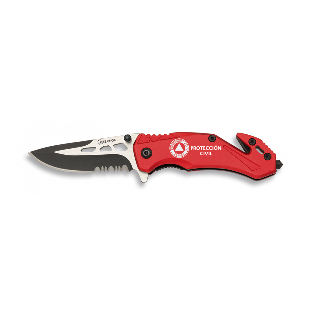 NAVAJA ALBAINOX SEGURIDAD 5.8 CM ROJA PROTECCION CIVIL ESPAÑA