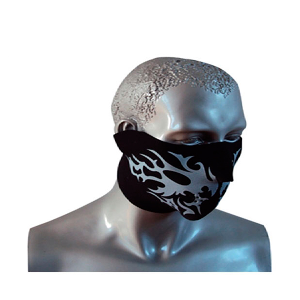 MASCARA NEOPRENO TRIBAL NEGRA-CELESTE